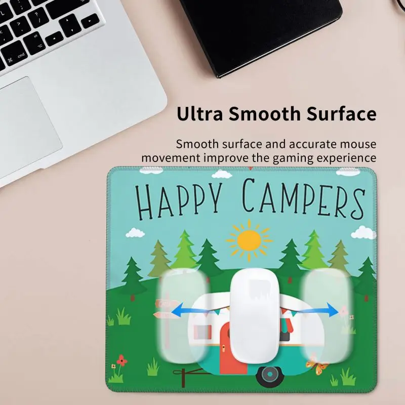 Aventura acampamento feliz campistas jogo do rato almofada antiderrapante borracha base lockedge mousepad escritório computador portátil computador mesa