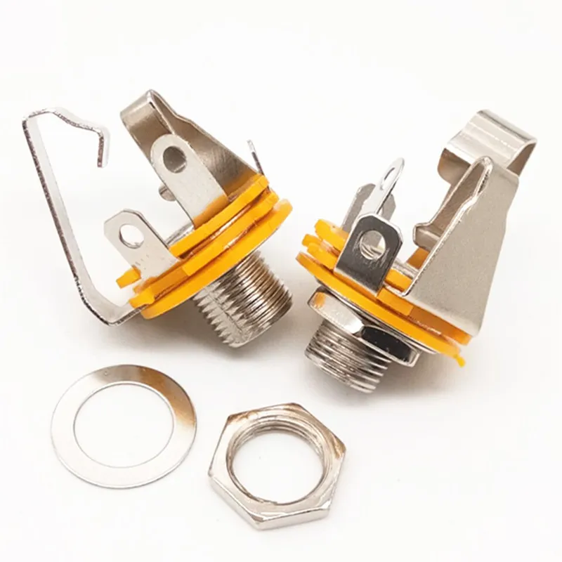 2Pcs 1/4 inch 6.35Mm Stereo Input Jack Plug Socket For Electric Guitar Bass Guitar Pickup Output Jack Guitar Parts Accessories