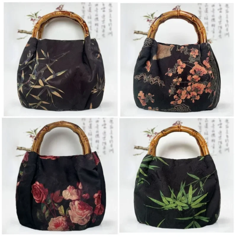 2024 Retro National Shell Package Bamboo Knot Handbag Imitation Fragrant Gauze Ancient Atmosphere Cheongsam Mother Chinese Bag