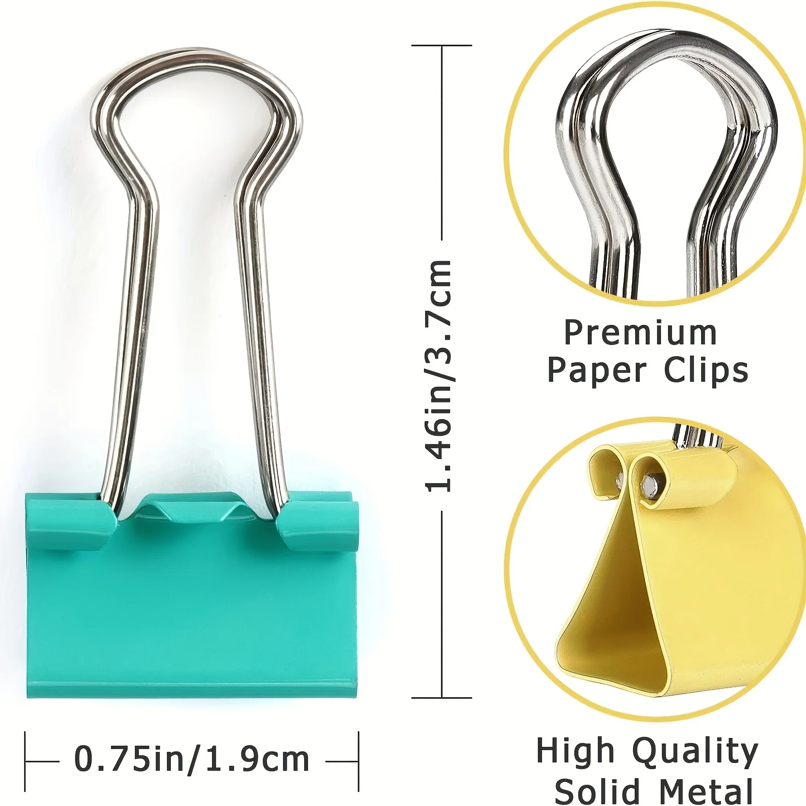 Suprimentos de armazenamento de escritório escolar caixa cor 15-51mm pasta papéis de teste mesas de armazenamento clipes de papel de metal ligação clipes de cauda longa