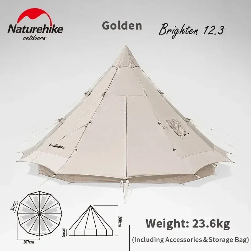 Naturehike Roof Tent Hard Shell Beach Canopy Pyramid Cotton Fisherman Big 5person Camping Family Multi-room Tent Octagon Shelter