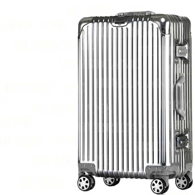 All-aluminum magnesium alloy trolley case silver password suitcase.