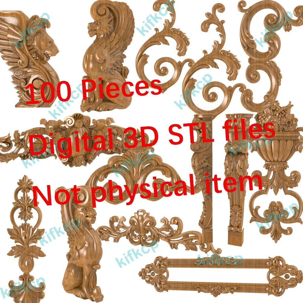 150 CNC 3D STL File Lace Wooden Furniture Decoration Corner Kitchen Small Items For 3 Or 4 Axis Router Digital Product