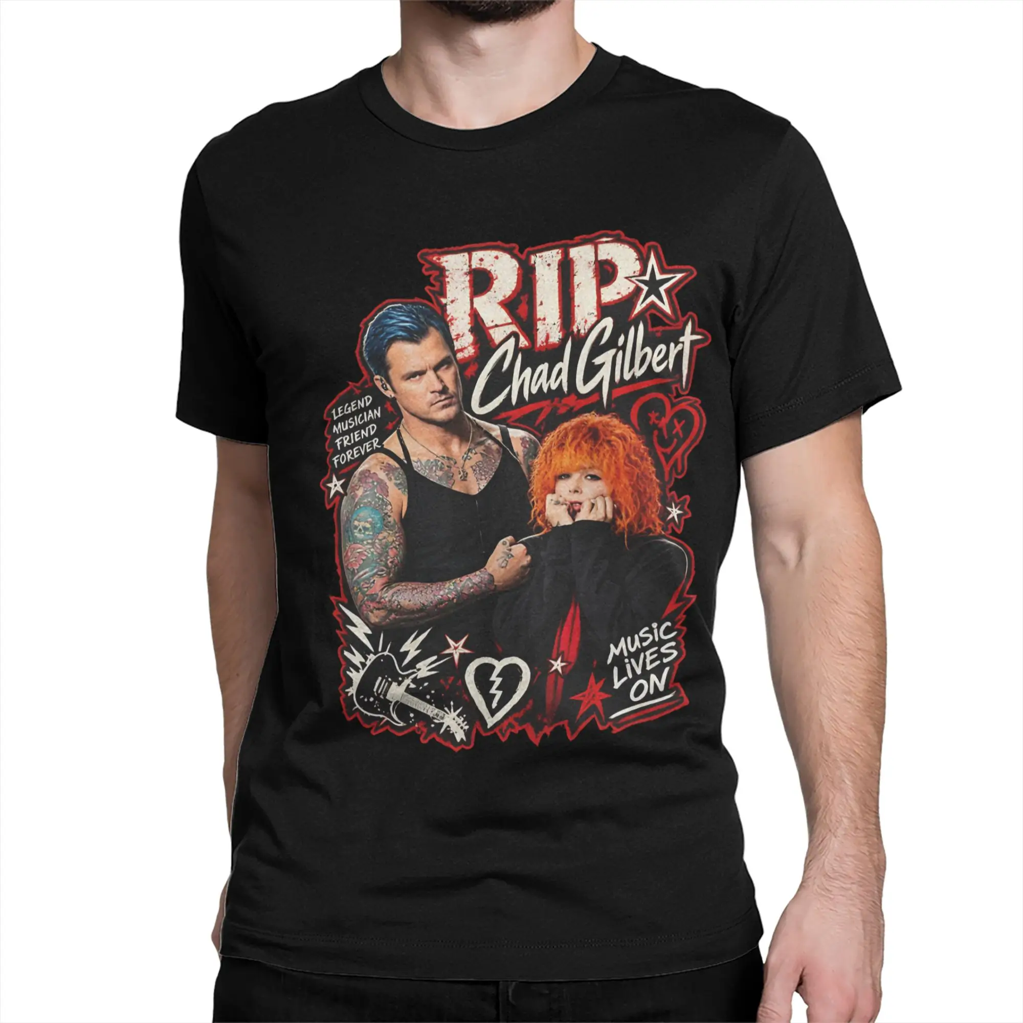 Funny Rip Chad Gilbert Guitarist T-Shirt Men Women Crewneck Pure Cotton T Shirt  Short Sleeve Tees Graphic Printed Tops