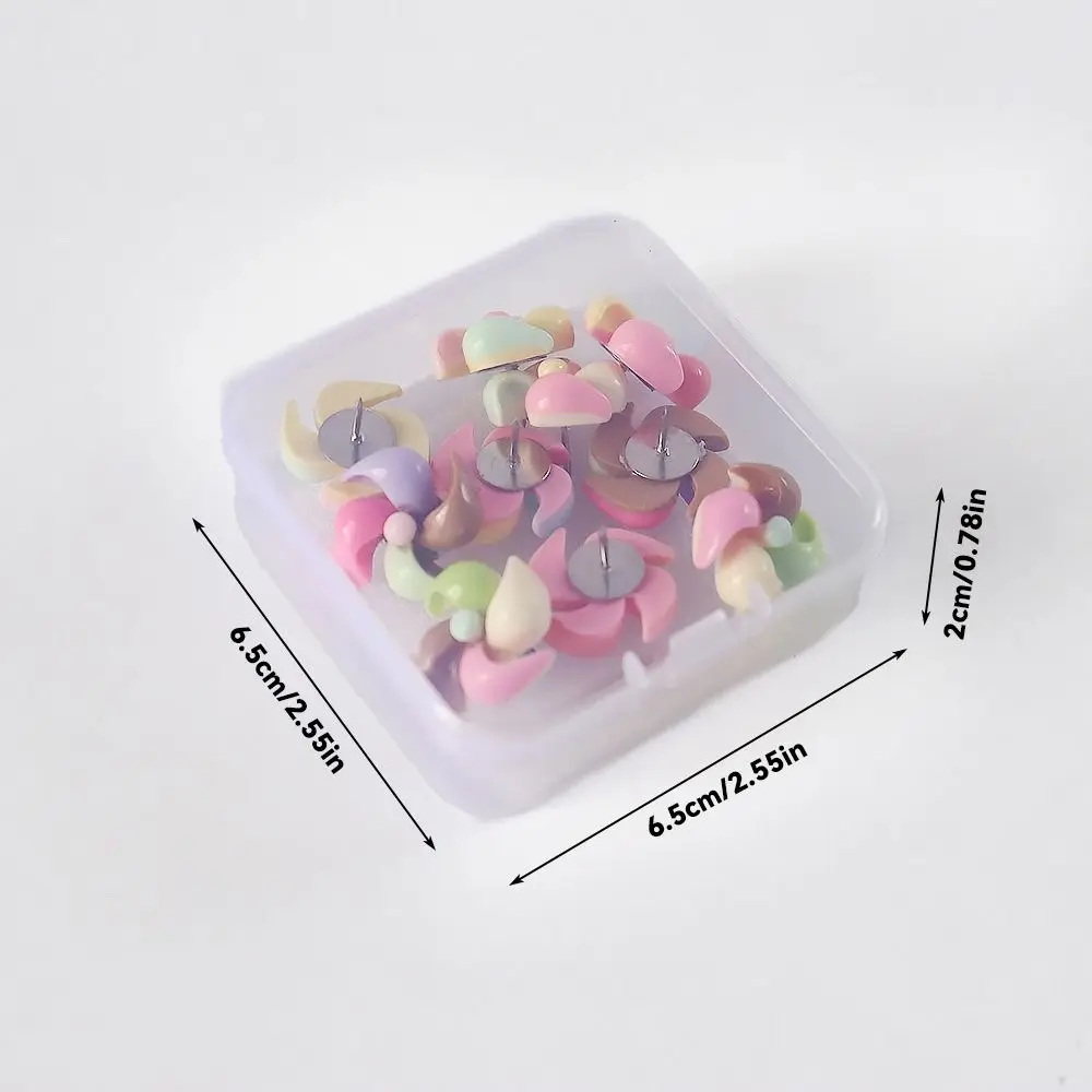 10/20/30Pcs Creative Windmill-Shaped Pushpins 3D Reusable Board Push Pin with Box Cute Decorative Studs Wall Markers