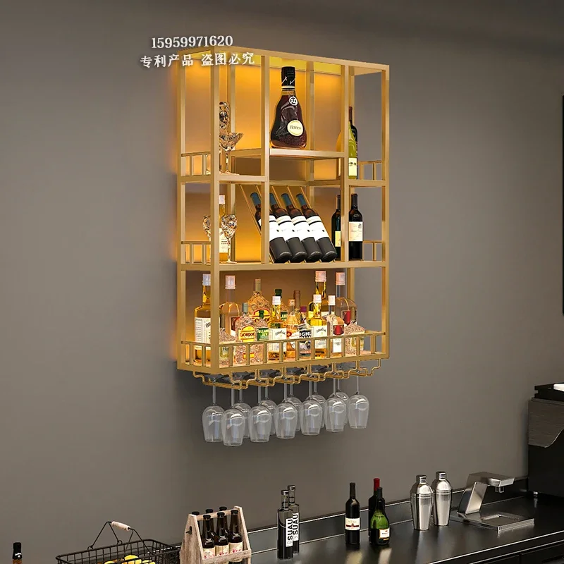 Wine Cabinet Wall Wall-Mounted Shelves Industrial Style Bar Wrought Iron Display Creative Restaurant Red Wine Rack