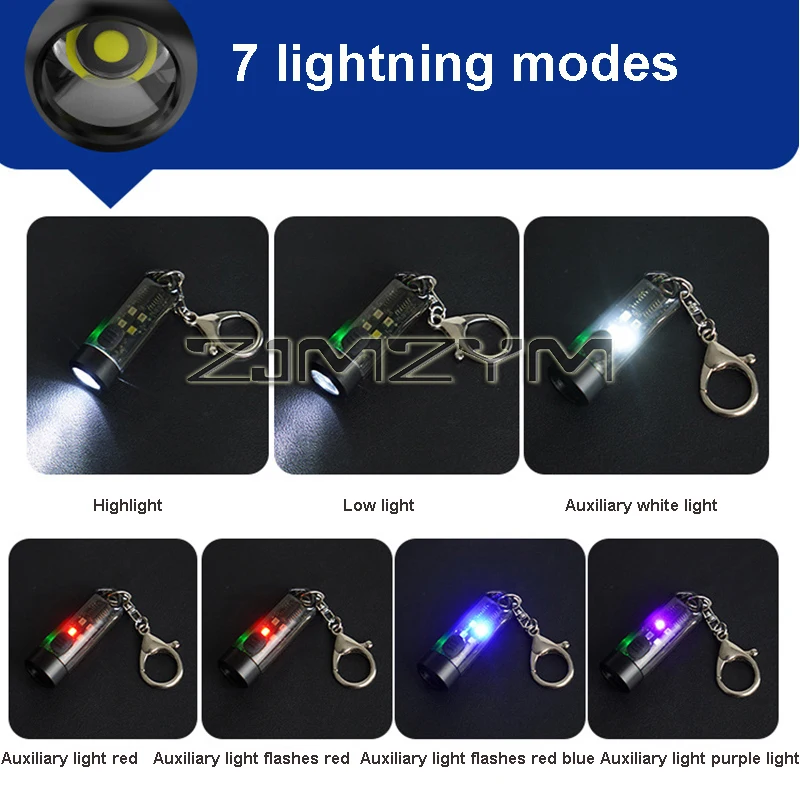 Mini Work Light Pocket Light Flash Light Rechargeable Lamp Keychain Portable Flashlight Outdoor Camp Light Small Light