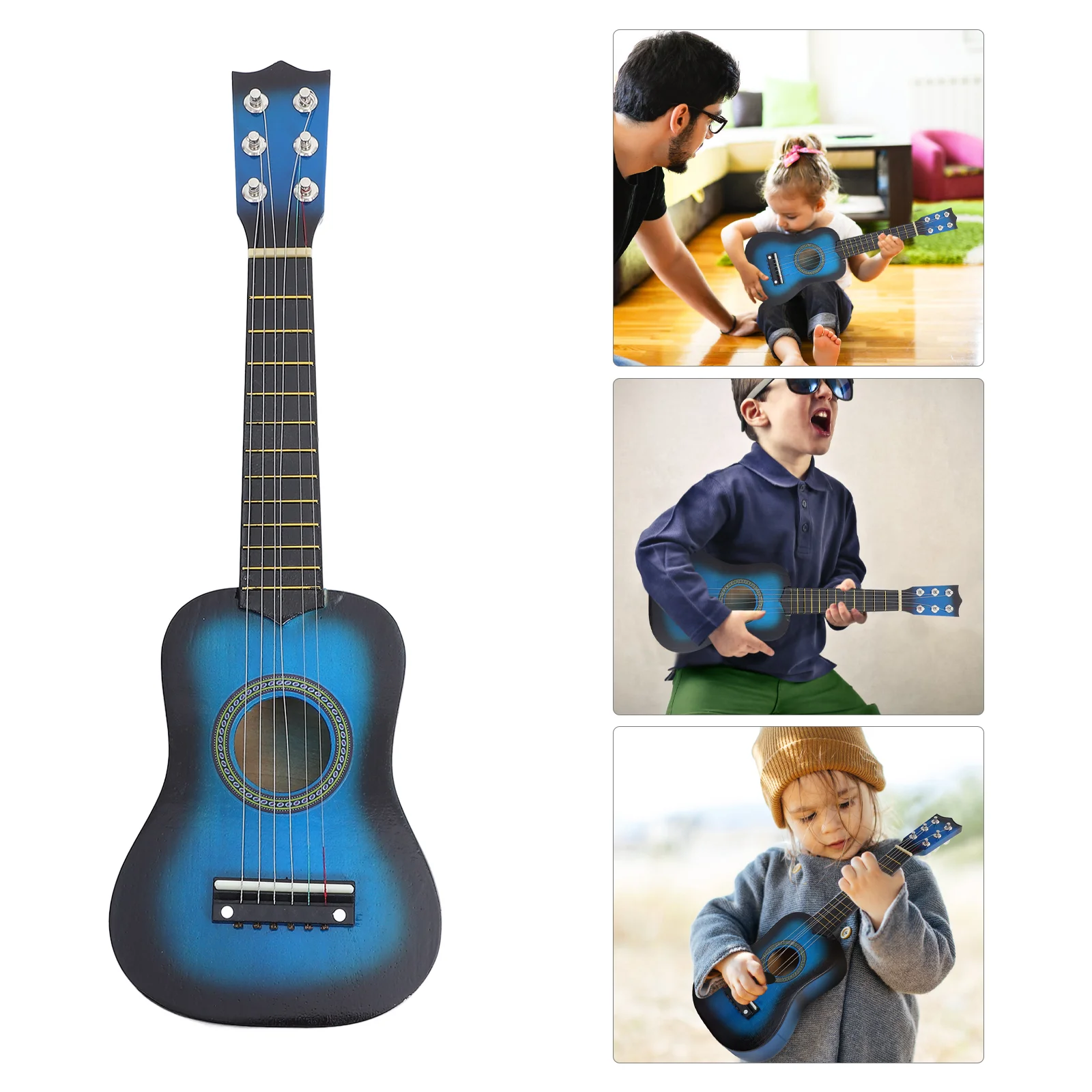 Toddler Toys Children's Guitar Mini For Kids Beginner Puzzle Blue Musical Instrument