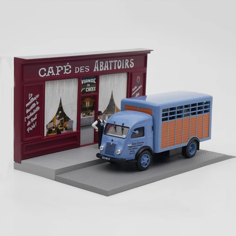 IXO Diecast 1:43 Scale Alloy Galion Milk Tea Shop Scene Sand Table Cow Transport Truck  Car Model Simulation Toy Ornament