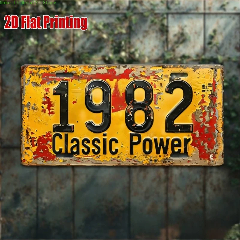1980-1989 Vintage License Plate 2D Flat 1pc - Aluminum Metal Sign, Retro Garage Wall Hanging Decor