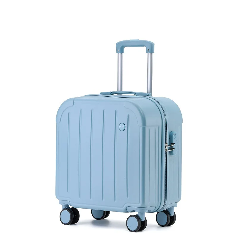 Mini valise de voyage avec petite nervure fraîche pour fille, valise à roulettes universelle durable pour étudiant, nouveau design, 18 po, bain le plus récent