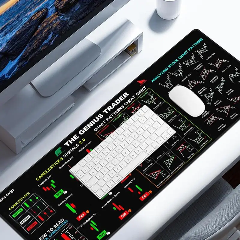 Stock Market Computer Pad Chart Pattern Mouses Pad Trader Computer Desk Pad Candlestick Pattern Pad Office Keyboard Pad