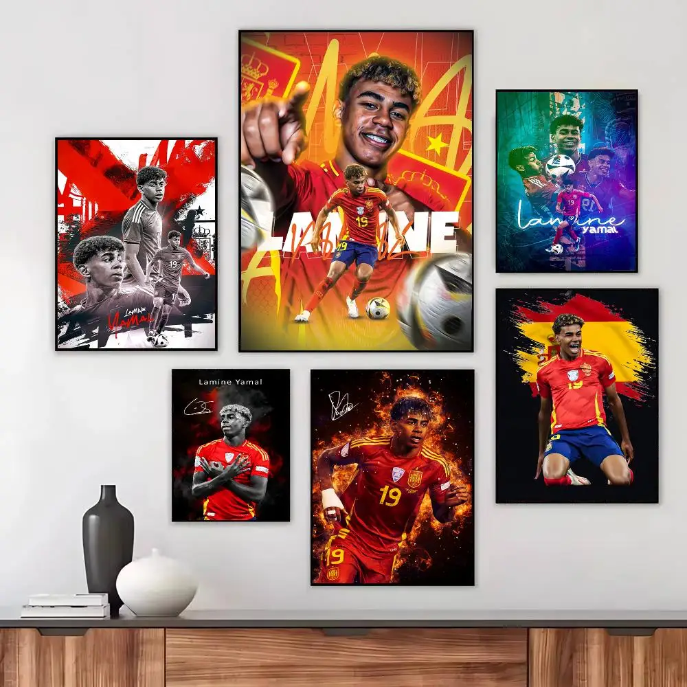 Football L-Lamine Sports Y-Yamal Poster Wall Art Printed Decor Sticker Stylish Home Gift for Living Room Bedroom Corridor Cafe