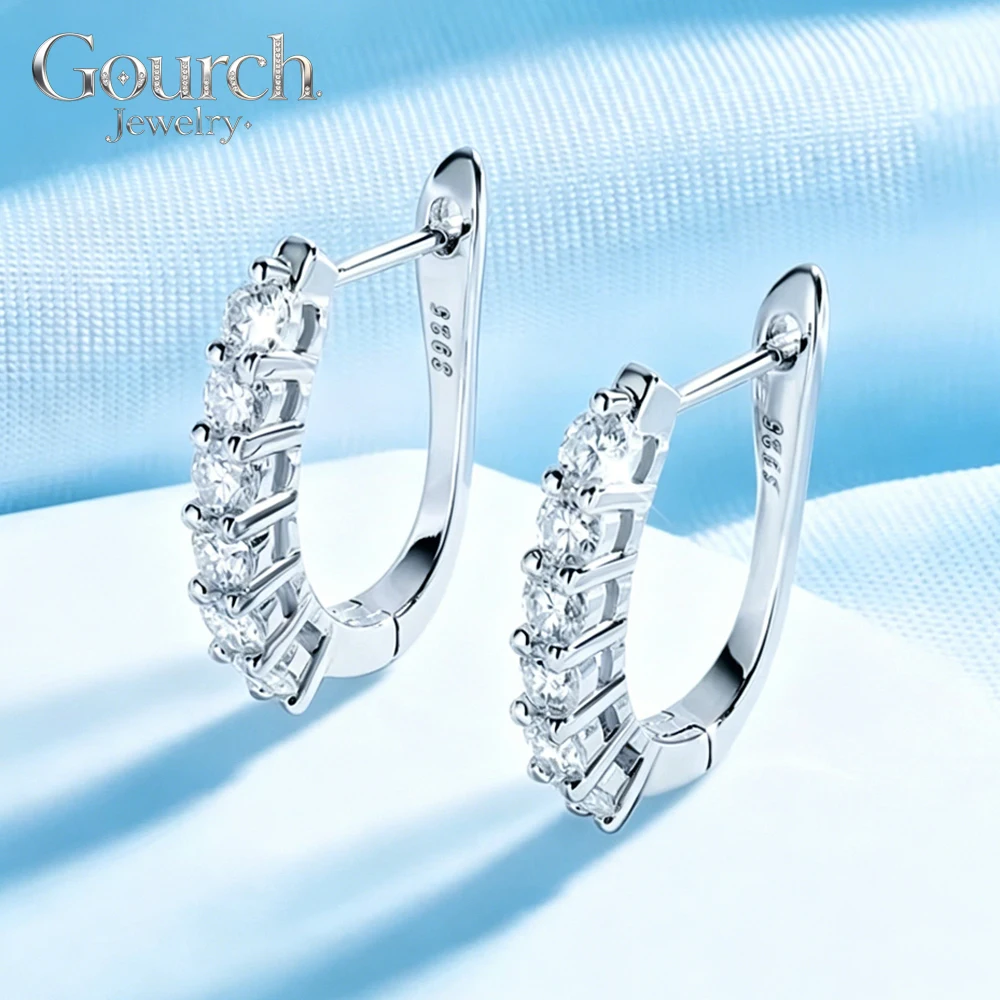 

Gourch 1.2Cttw 3mm D Color VVS1 Real Moissanite Hoop Earrings for Women 925 Sterling Silver 14K White Gold Plated Party Jewelry