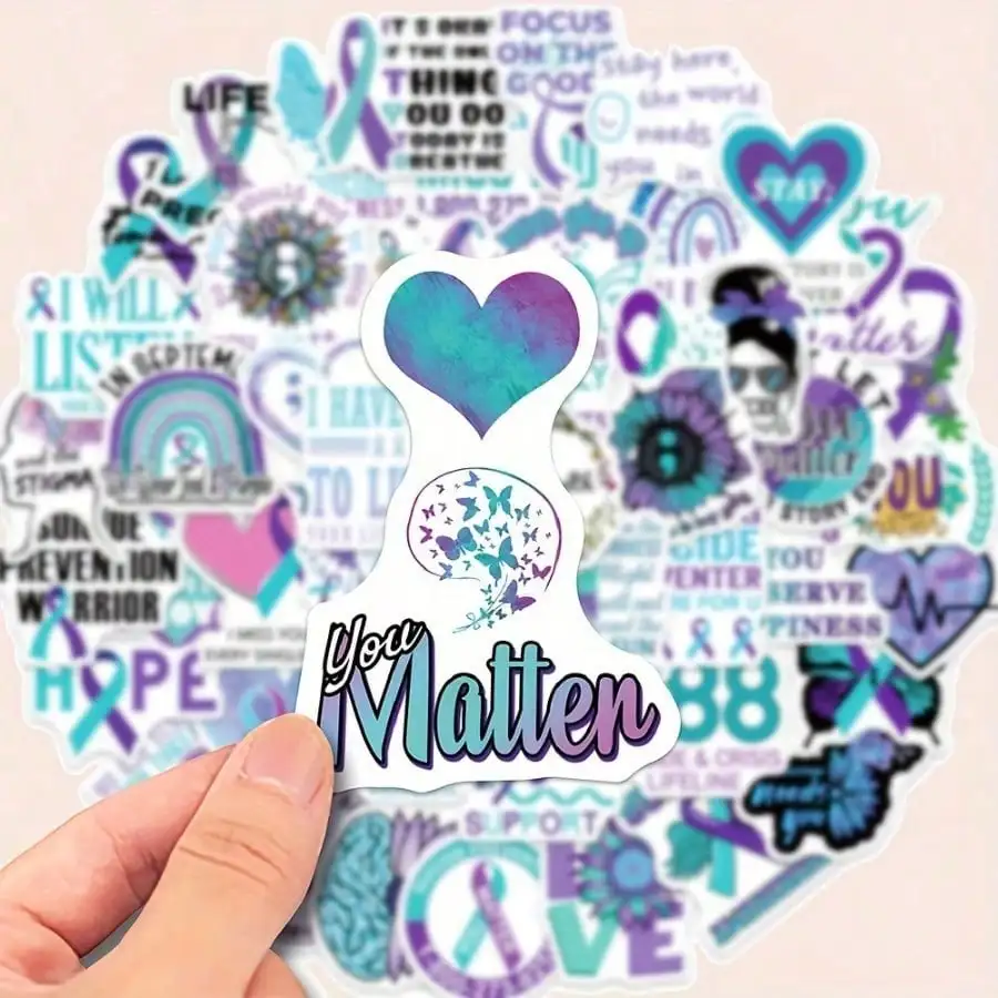 50 Caring Mental Health Stickers, Graffiti Decorative Stickers, Art and Handicraft Collection Book Gifts