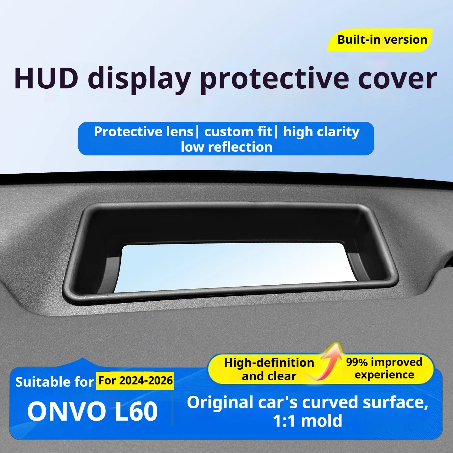 For Leada L60 2024-2026 Left Hand Drive Curved Inset HUD Head Up Display Cover Car Interior Ornament