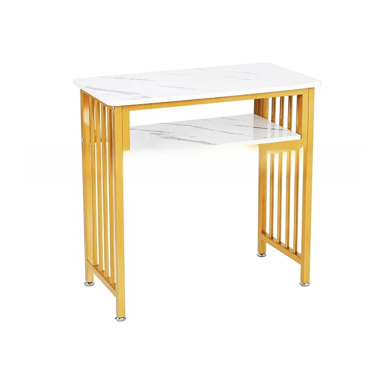 Double-layer nail art table specially designed for manicure and tattoo salons with imitation marble patterns