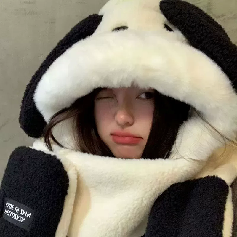 

Плюшевая шапка, шарф и перчатки Sanrio Anime Pochacco, Cinnamoroll, Kawaii Melody: теплый зимний комплект для девочек-студенток, милый и уютный подарок