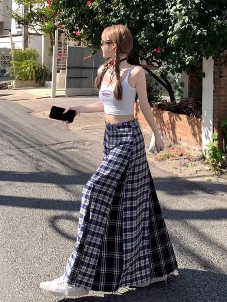 Harajuku Elegant Midi Low Rise Pleated Skirt Women Abi Shoujo Plaid Got Chic Y2k Outfits Cyber Punk Japanese Gyaru Skirts 2025