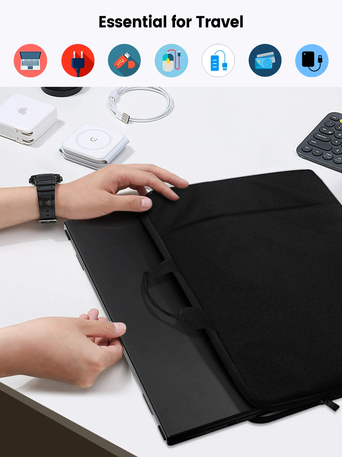 حقيبة شاشة محمولة EVICIV مقاس 22 بوصة، مصنوعة من البوليستر، وغطاء حماية للكمبيوتر المحمول، وحقيبة حمل، وحقيبة عمل لأجهزة الكمبيوتر اللوحية والدفتر مقاس 21.5-22 بوصة من UPERFECT MAX