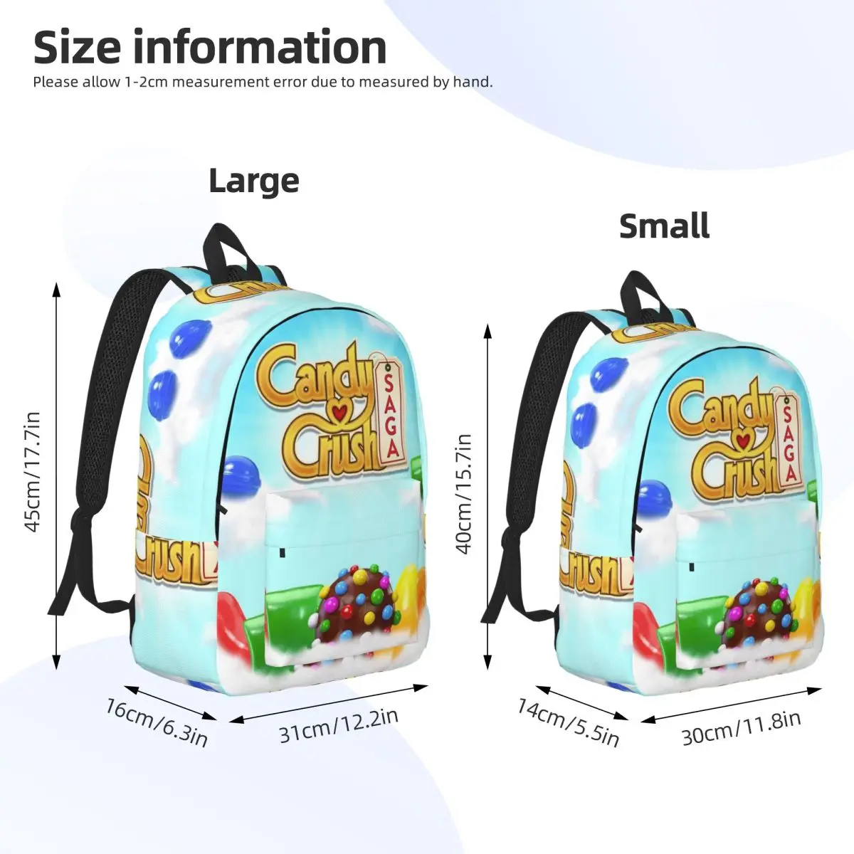 Candy Crush Saga Backpack Student BookBag Kids School Bag Computer Shoulder Bags for Boys Girls