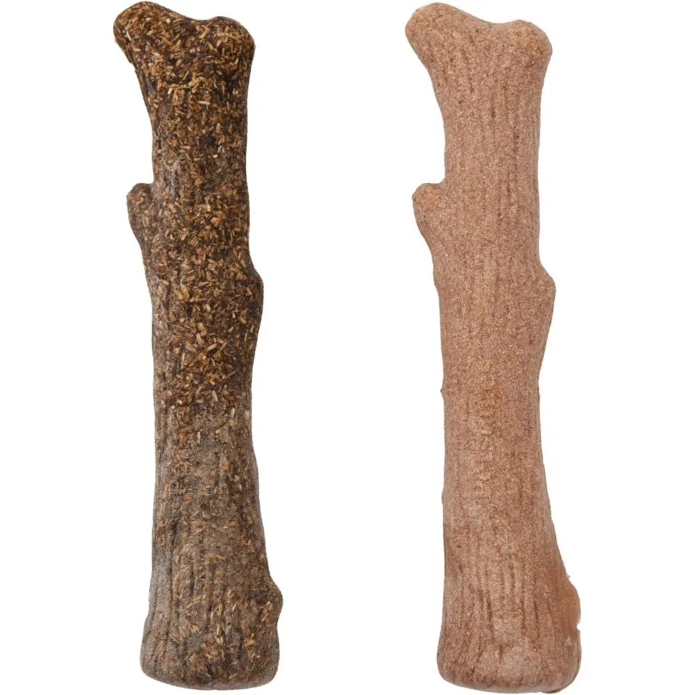 

Outward Hound Dogwood Wood Durable Dog Chew Toys, Real Wood & Calming Hemp, 2-Pack, Medium