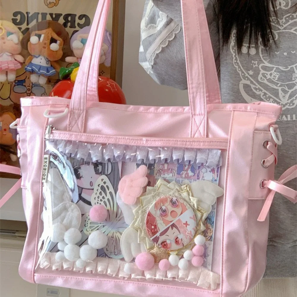 

New Sweet DIY Badge Comic Exhibition Ulzzang Ita Bag Daily Commuting Cute Kawaii Shoulder Bag Fashionable and Beautiful Tote Bag