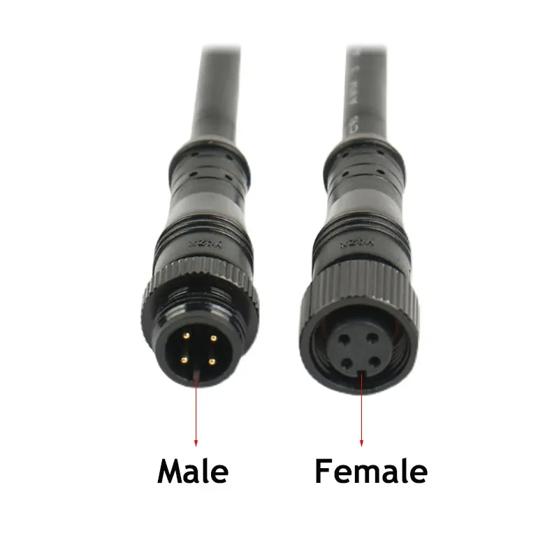 1Pair M12 Metal Screw Connector 2 3 4 5 6 8 Pin Male Female Aviation Plug IP68 Waterproof Wire A Type 20cm PVC Cable