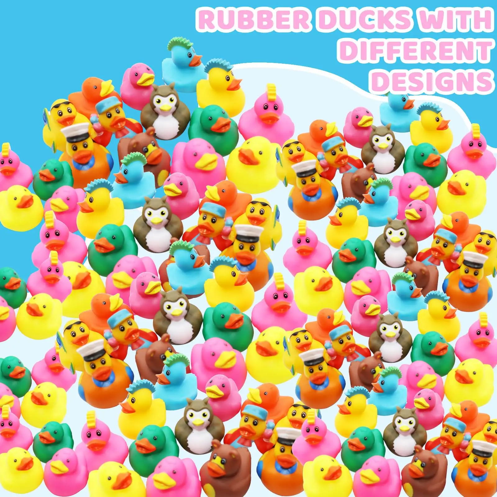 Rubber Ducks for Jeeps 2.3 Inch Bulk Floater Jeep Ducks for Ducking Assortment Mini Rubber Duckies for Toddler Baby Bath Toys Bi