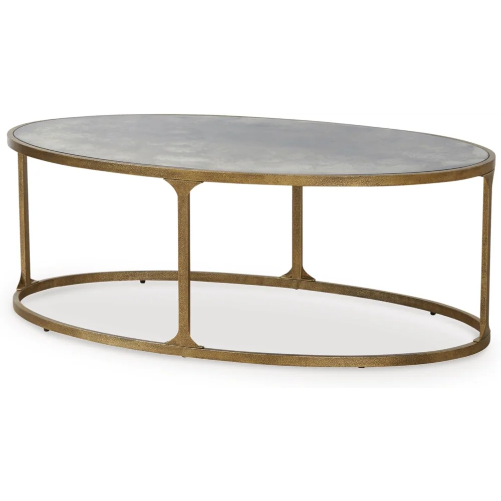 طاولة قهوة معدنية انتقالية بتصميم مميز مع سطح من الزجاج المقسى، معدنية #1