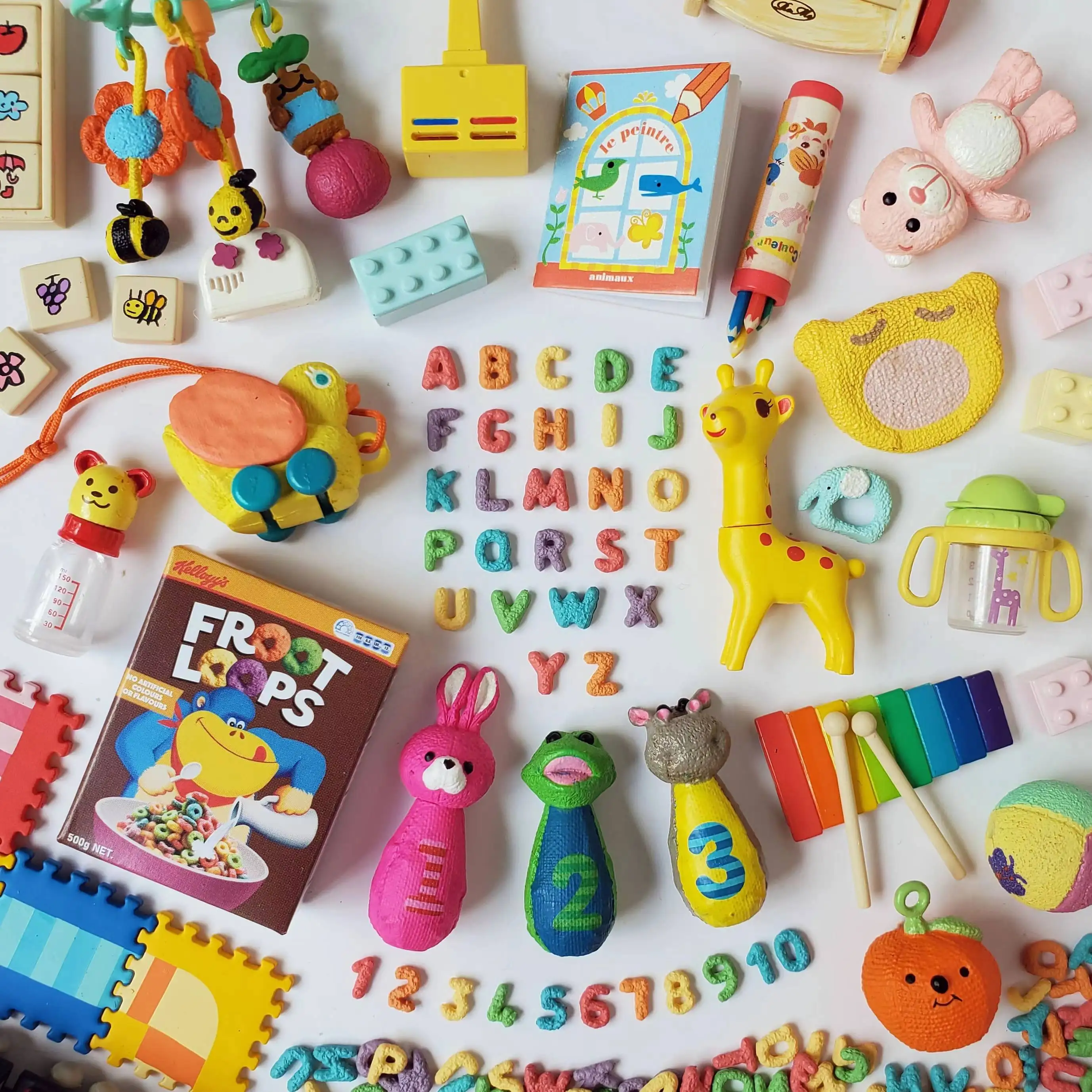 Mini Alphabet Number Cereals Mini Circle Cereals 1:6 doll house mini model furniture