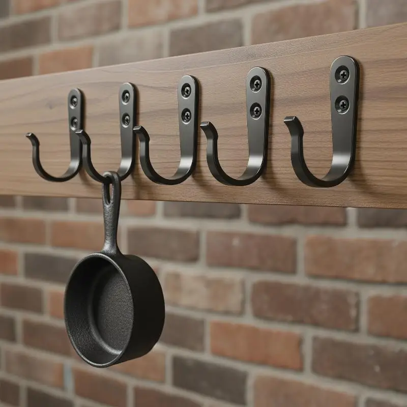[L] 5/10 Pcs Heavy-Duty Iron Coat Hooks With Screws,Anti-Rust Wall Mounted For Home Office Industrial