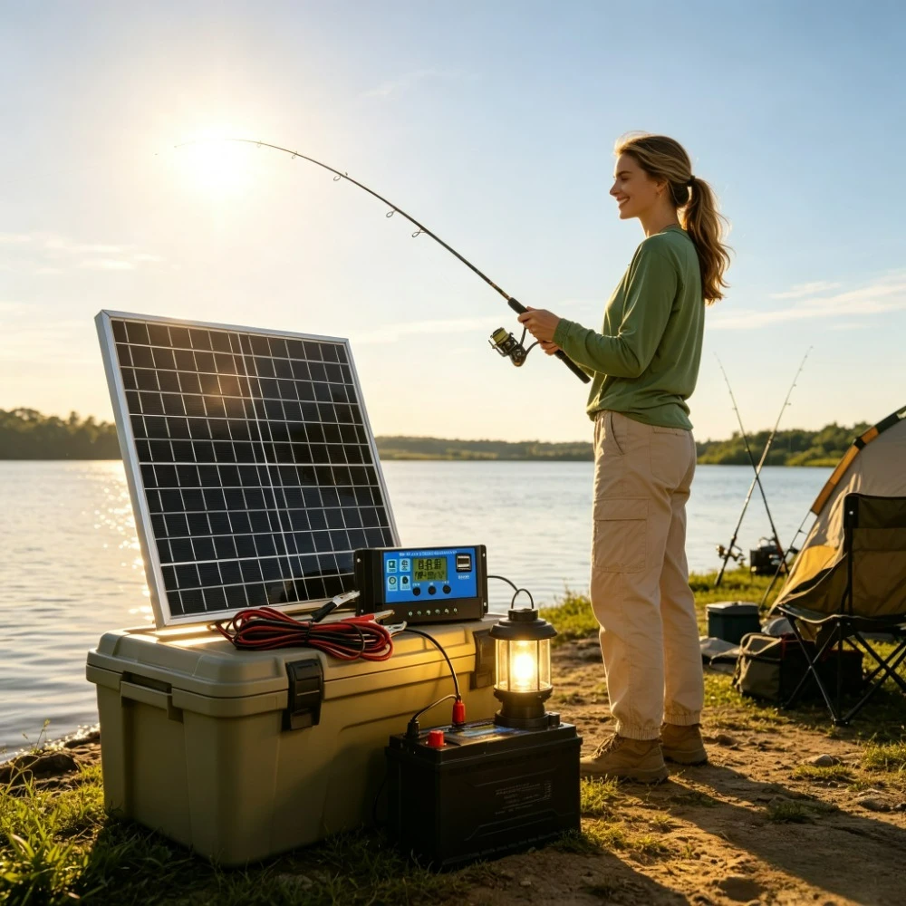 12W Monocrystalline Solar Panel Portable Aluminum Frame Kit 12V Solar Charge Controller Outdoor Off Grid Solar Generator for RV