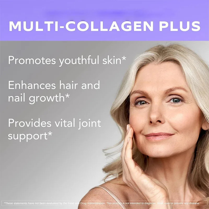 Multi Collagen Plus - Biotin, Hyaluronic Acid, Vitamin C - Collagen for Women & Men - Hair Growth Support Supplement