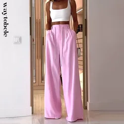 Waytobele Women Two Piece Set Summer 2024 New Casual Sleeveless Square Neck Solid Tank Top Loose Wide Legs Drawstring Pants Sets