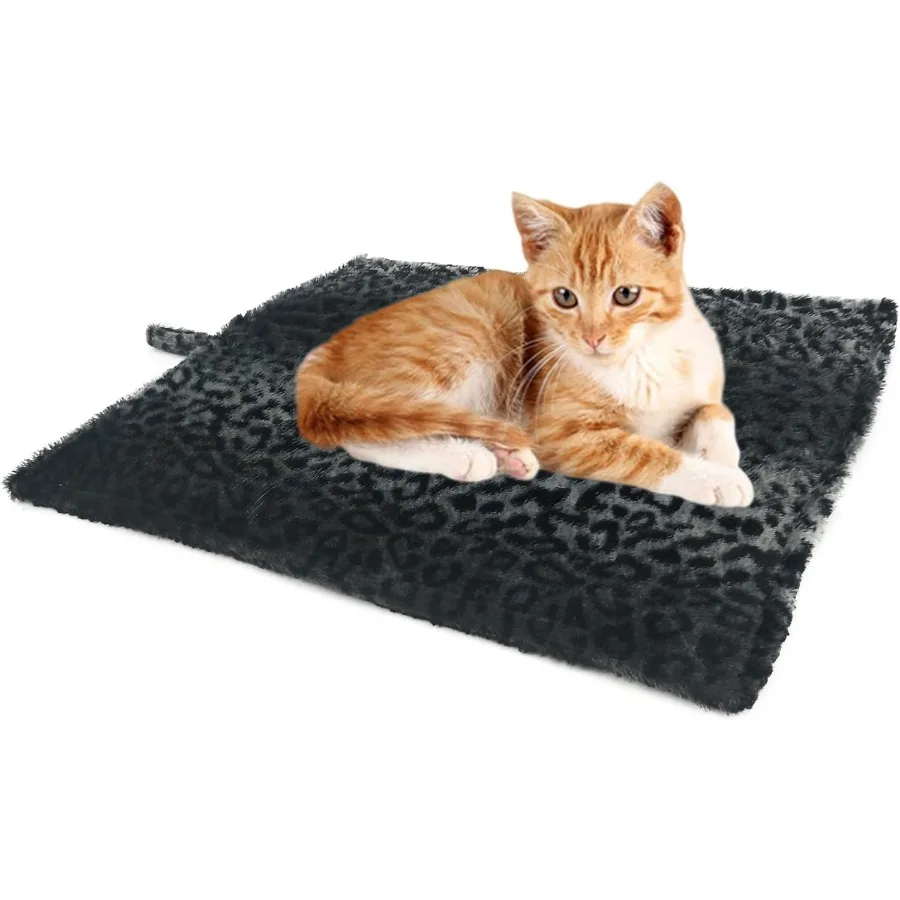 Pets Self Heating Thermal Cat Mat pping Pad Leopard Gray