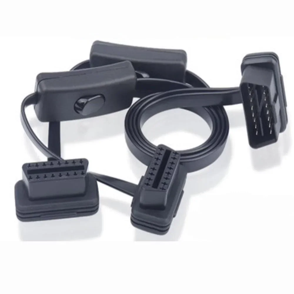 جديد L نوع 3 Swtich Obd2 تمديد كابل 60 سنتيمتر obd 16 دبوس ذكر إلى 16 دبوس 3 التبديل موصل سالب obd2 obd ii التشخيص محول
