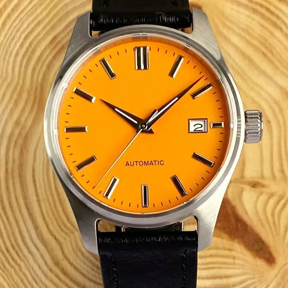 Tandorio Autom 20ATM Diving Men's Watch Pink Dial Date NH35A 39mm Screw-in Crown