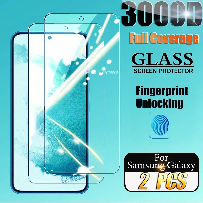 2PCS HD Tempered Glass For Samsung Galaxy S24 Ultra S23 S22 S21 Plus Screen Protector Note 20 Fingerprint Unlocking Note20 FE 5G