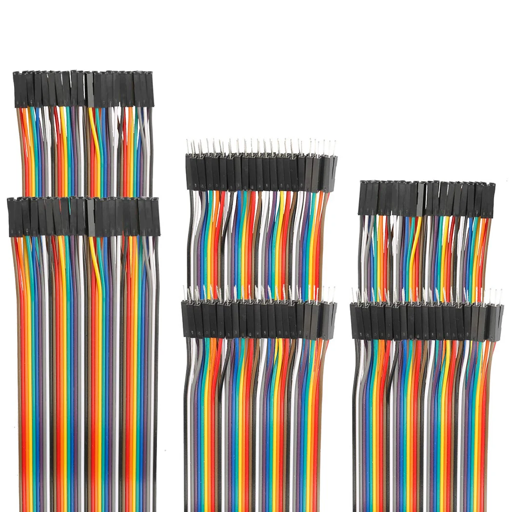 Multicolored Dupont Wire 40pin Male to Female, 40pin Male to Male, 40pin Female to Female Breadboard Jumper Ribbon Cables Kit