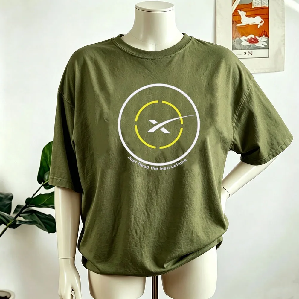 SpaceX Drone Ship Just Read The Instructions T-shirt SpaceX Graphic Tee Shirt Men High Quality Cotton Y2K Graphic Print Tops