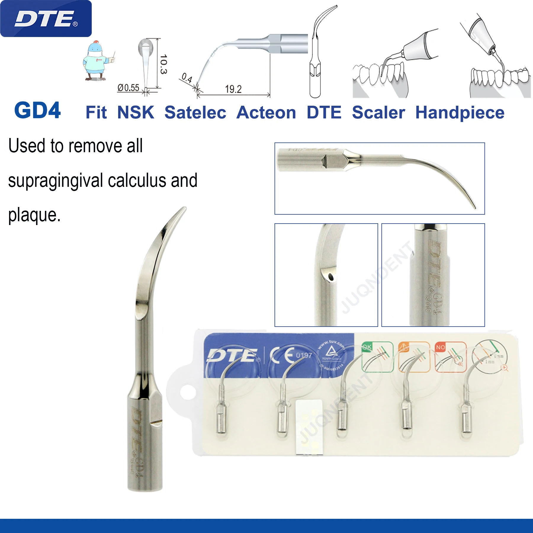 Originele Specht DTE Tandheelkundige Scaler Tips Ultrasone Scaling Tip G1-G8 GD1-GD8 Voor tanden reinigen Fit EMS NSK Satelec Acteon