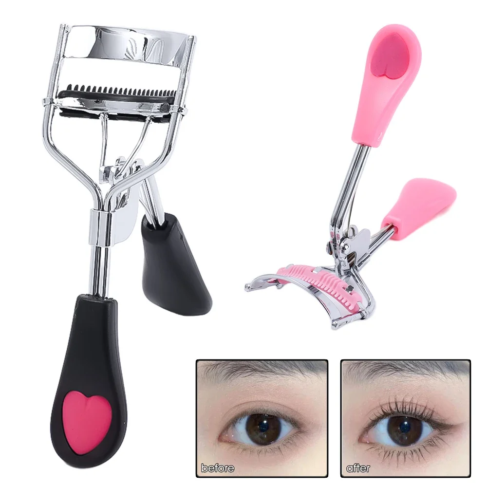 Professional Stainless Steel Eyelash Curler with Comb Tweezers Natural Curling Eyelash Clip Cosmetics Eye Makeup Beauty Tools