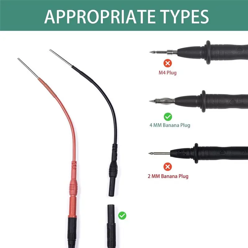 A77K 2 PCS Flexible Spoon Back Probes, Back Probe Pins Automotive Compatible with 4mm Banana Plug Test Leads