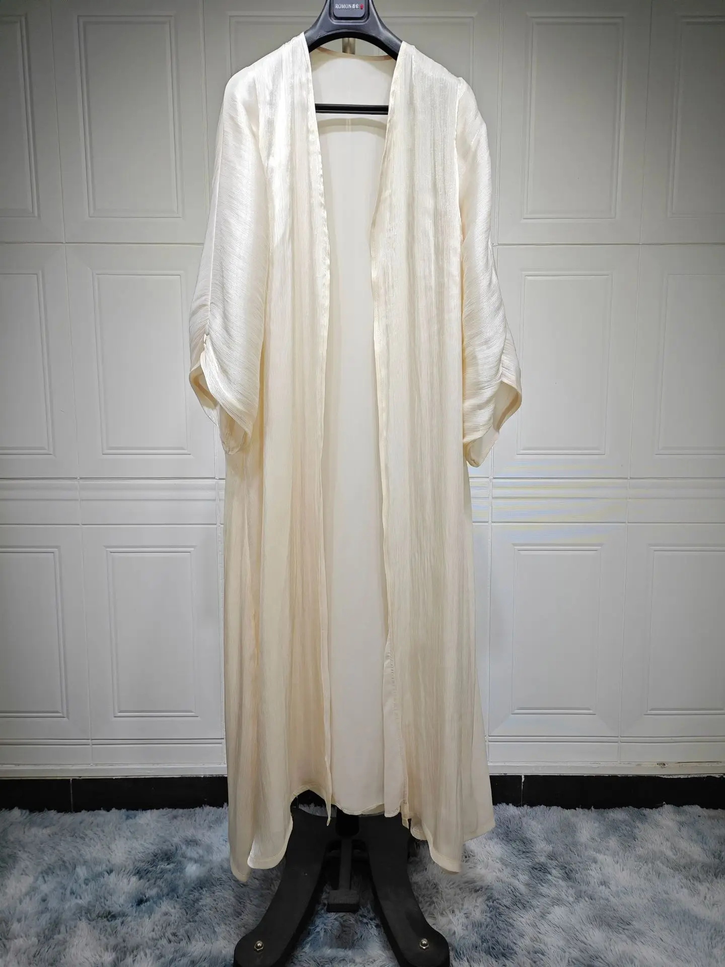 Moda muçulmana dubai feminino cetim brilhante aberto quimono abaya saudita marroquino kaftan elegante roupas de festa turco árabe robe