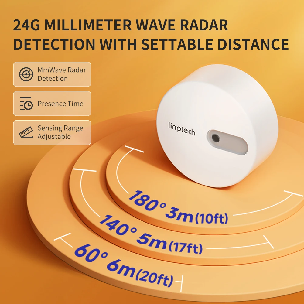 Linptech ES1 Zigbee/Wifi Sensor kehadiran tubuh manusia komunikasi gelombang milimeter Radar induktif statis untuk aplikasi Tuya