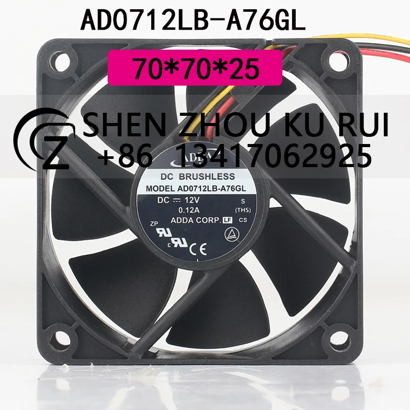 

Original ADDA 5V 24V 48V DC12V 0.12A AC EC 7025 70X70X25MM 7CM three-wire cabinet inverter axial flow AD0712LB-A76GL cooling fan