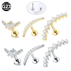 1/5PCS Titanium Labret Piercing CZ Marquise Conch Helix Earring Stud Piercing Zircon Ear Cartilage Tragus Piercing Women Jewelry
