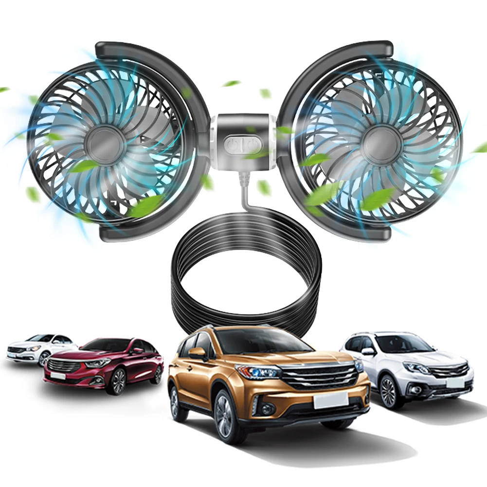 

Dual Head Car Seat Back Cooling Fan 360° Rotatable USB Car Rear Headrest Fan Car Electric Cooling Fan for Car Vehicle SUV RV