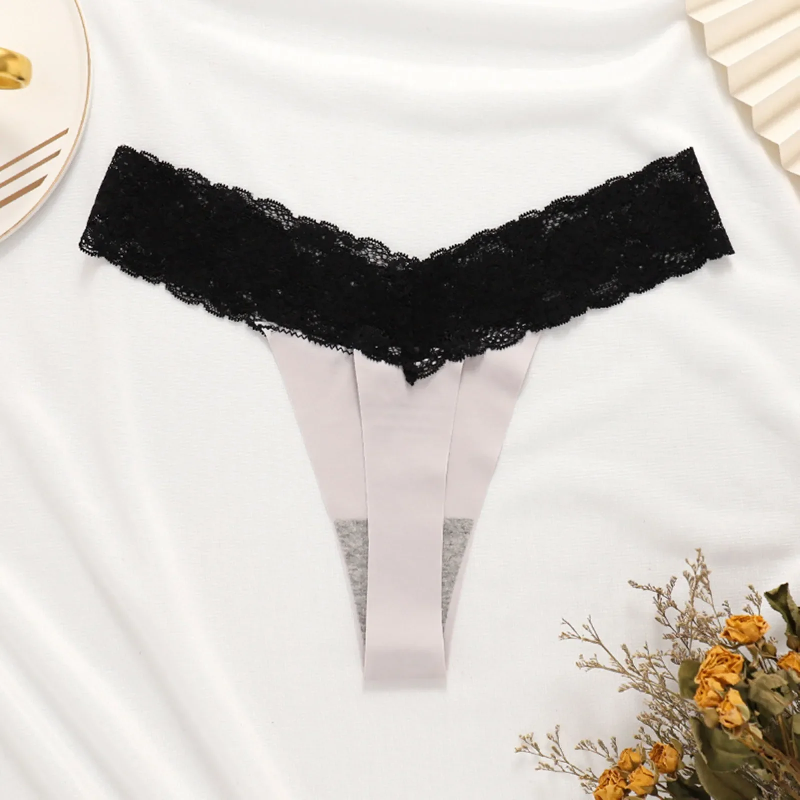 

Spandex Panties Cotton Thongs For Women Sexy Lace Women’S Underwear Breathable No Show Affordable Solid Color Panties For Women